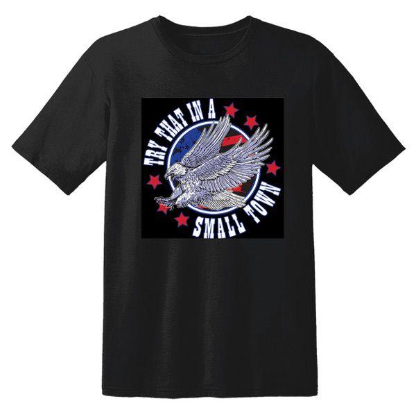 12 Wholesale "try That In A Small Town" Eagle Graphic T-Shirts - Black image