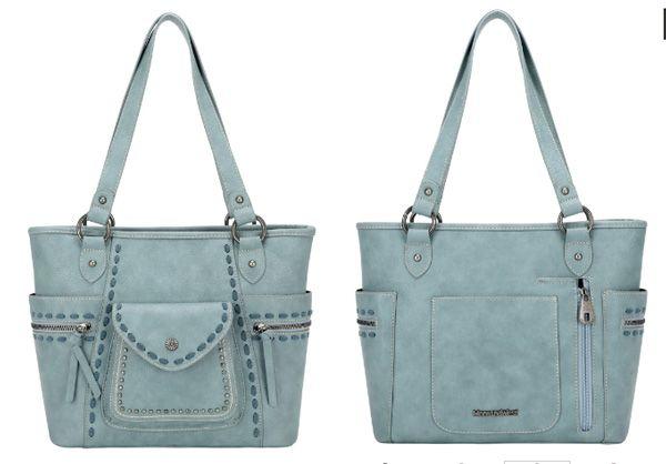 12 Wholesale Montana West Whipstitch Collection Concealed Carry Tote - Turquoise image