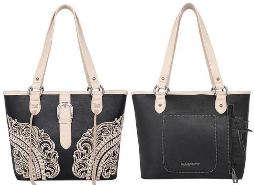 12 Wholesale Montana West Cutout/buckle Collection Concealed Carry Tote - Black image