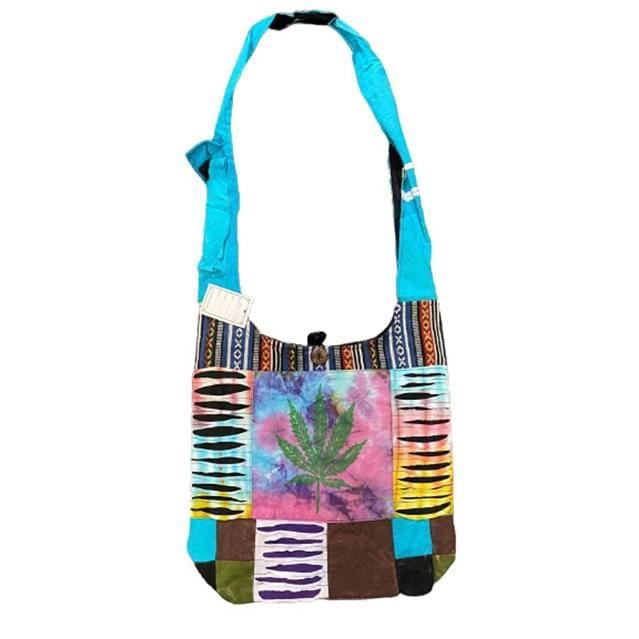 5 Wholesale Handmade RazoR-Cut Hobo Bags - Tie Dye Marijuana Leaf image