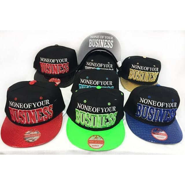 12 Wholesale "none Of Your Business" Flat Bill Snapback Hats - Assorted image