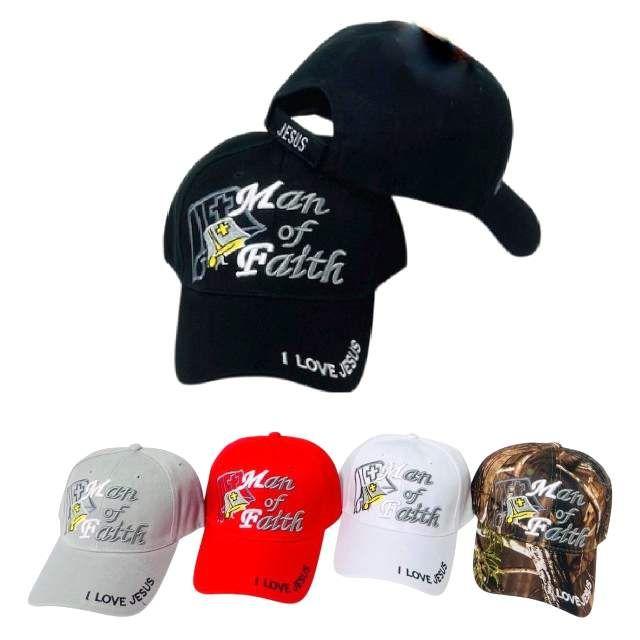 12 Wholesale "man Of Faith" Hats - Assorted image
