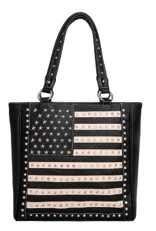 12 Wholesale Montana West Women's Oversized American Pride Concealed Carry Tote - Black image