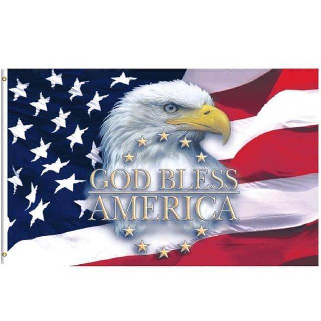 12 Wholesale "god Bless America" Usa Eagle Flags - 3ft X 5ft image