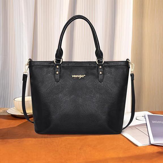 12 Wholesale Montana West Women's Large Tote Bag With Adjustable Strap - Black image