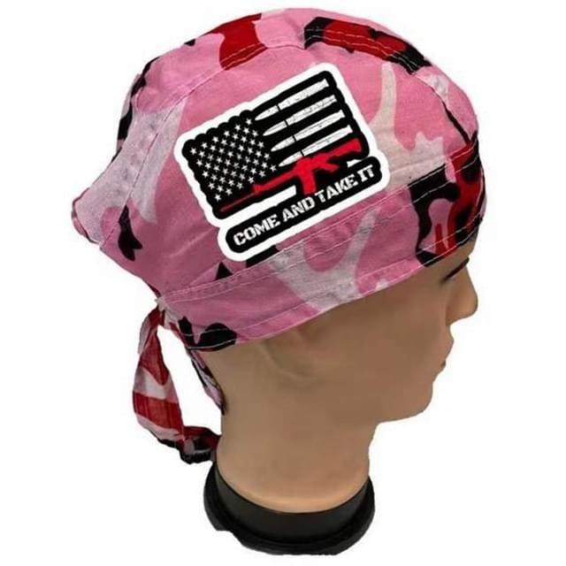 12 Wholesale "come And Take It" Pink Camo Skull Caps image