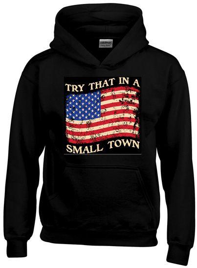 6 Wholesale "try That In A Small Town" Usa Flag Hoodies - Black Xxl image