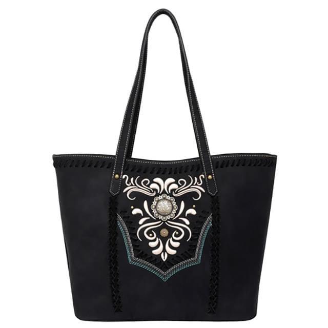 12 Wholesale Montana West Embossed Collection Concealed Carry Tote - Black image