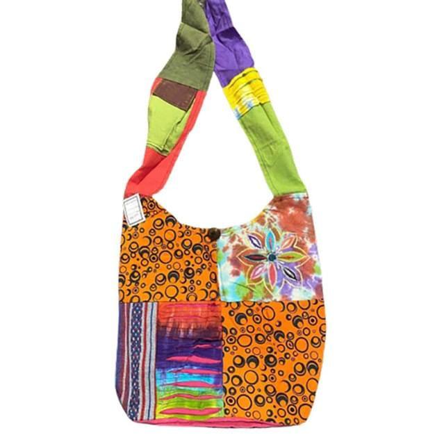5 Wholesale Handmade RazoR-Cut Patchwork Hobo Bags - Tie Dye Flower image