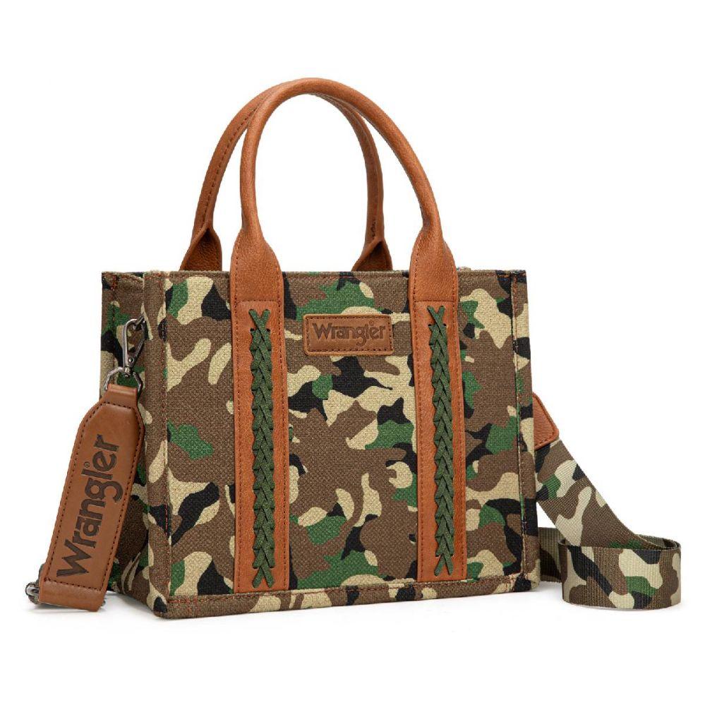 12 Wholesale Wrangler Camo Print Concealed Carry Tote/crossbody -Green image