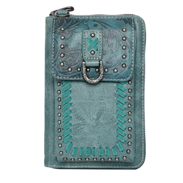 12 Wholesale Montana West American Bling Crossbody Wallet Purse - Turquoise image