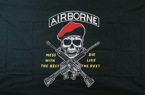 12 Wholesale "airborne" Skull & Rifles Flags - 3ft X 5ft image