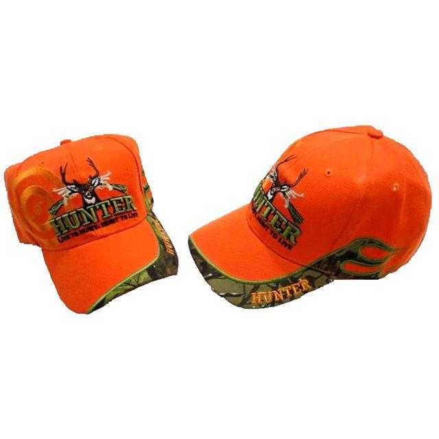 12 Wholesale "live To Hunt - Hunt To Live" Hunter Baseball Caps - Orange image