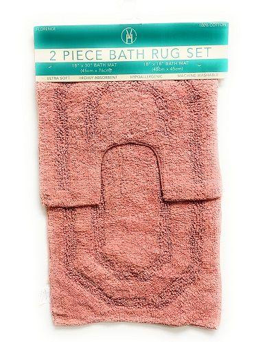 12 Wholesale Florance 2-Piece Rose Bath Mat Set image