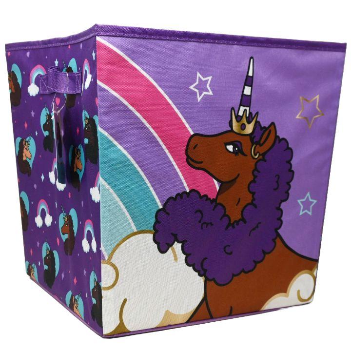 6 Wholesale Afro Unicorn Collapsible Multi-Purpose Storage Bin image