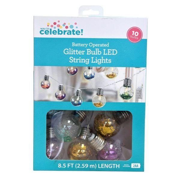 6 Wholesale Celebrate Battery Operated Glitter 10 Bulb Led String Lights image