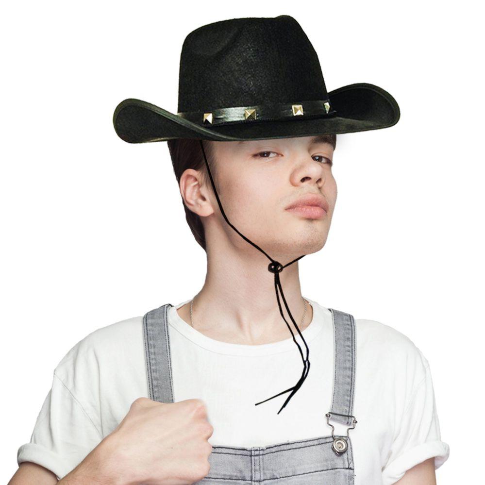36 Wholesale Black Felt Studded Cowboy Hat image