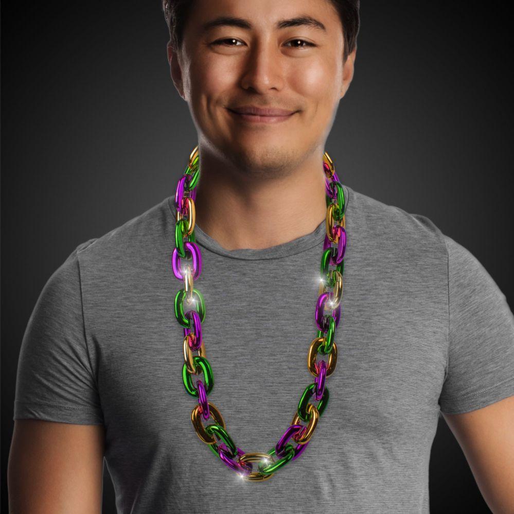 36 Wholesale Led Mardi Gras Chain Link Necklace image
