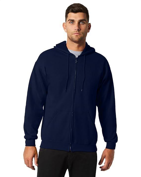 24 Wholesale Unisex Navy Zipper Hoodie Cotton Fleece Lining 280gsm Size Small image