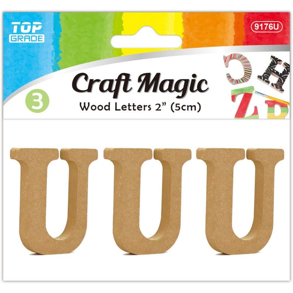 24 Wholesale 3pc Wooden Letter "u" 5x4x1cm image