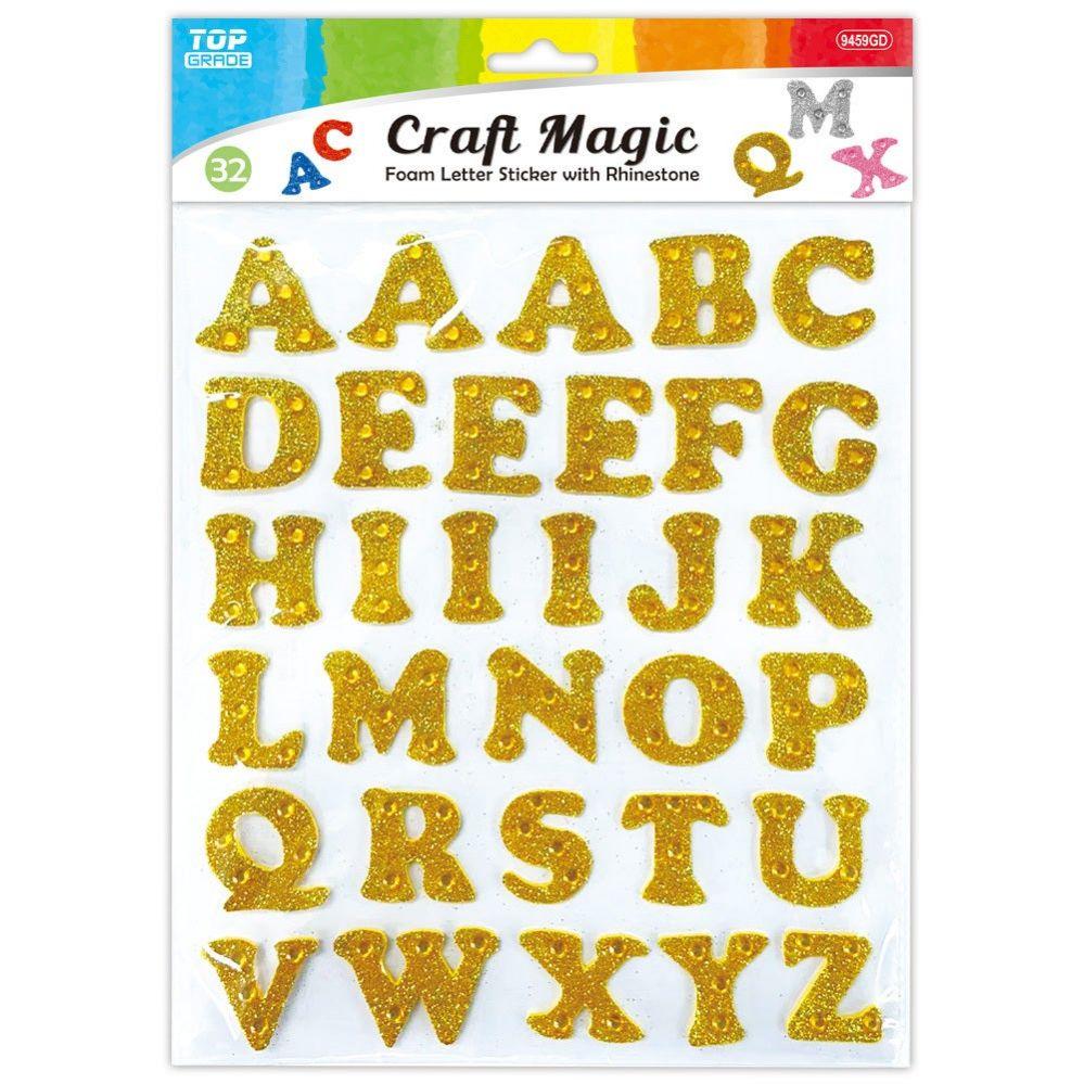 24 Wholesale Eva Letter Sticker Gold W/glt+rhinestone image