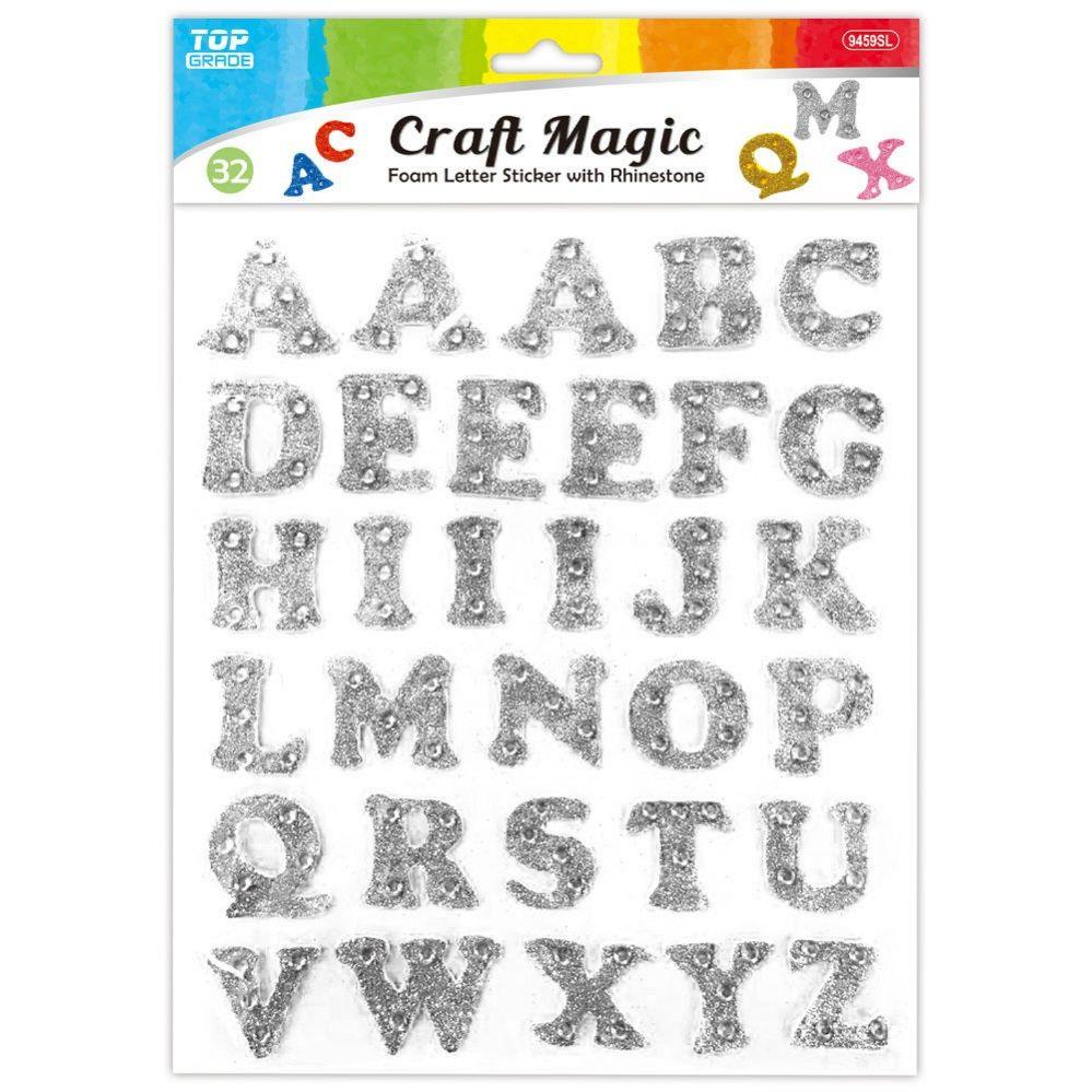 24 Wholesale Eva Letter Sticker Sil W/glt+rhinestone image