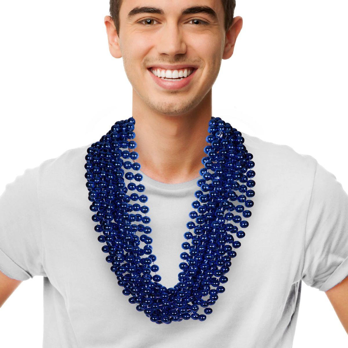 156 Wholesale Blue 33" 12mm Bead Necklaces image