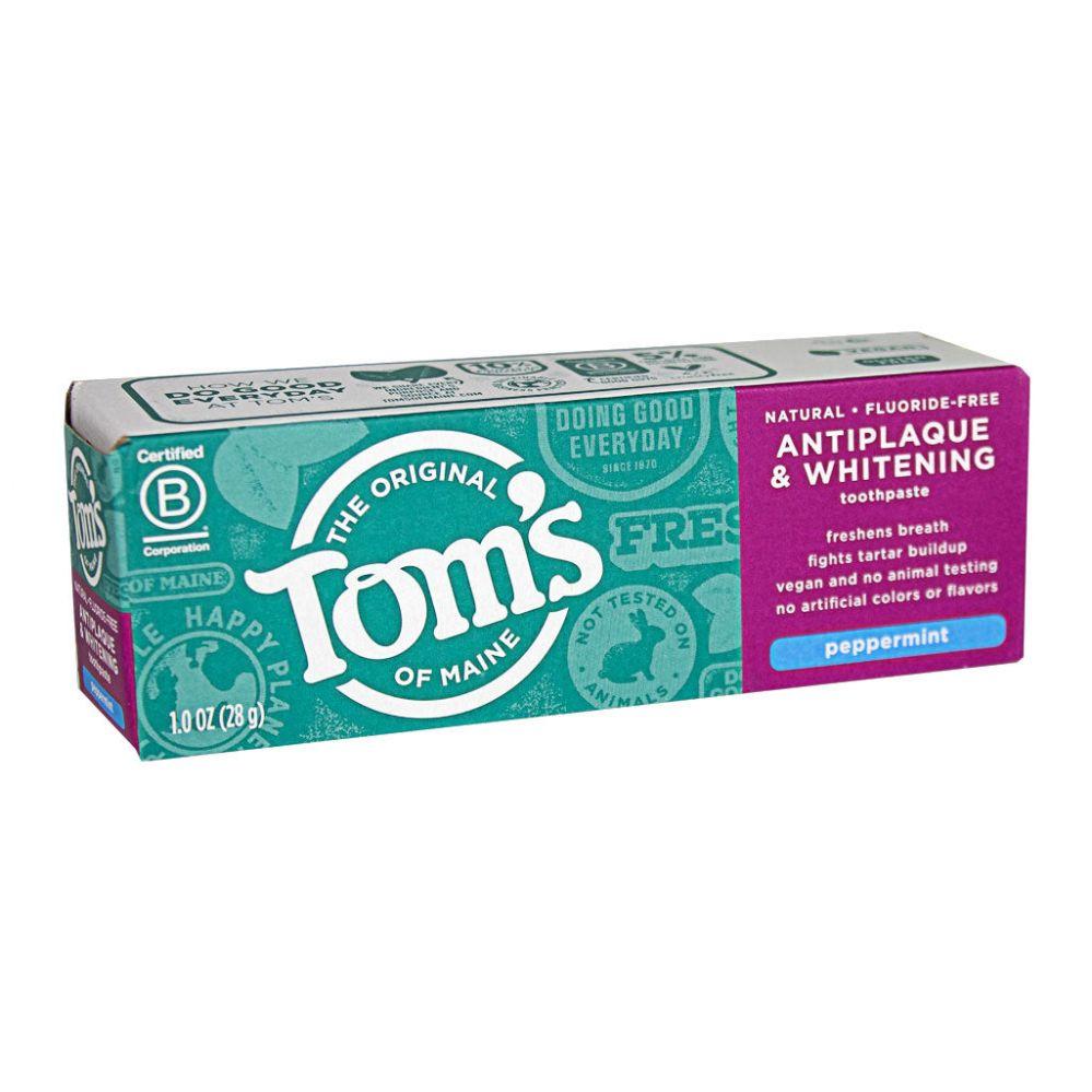 36 Wholesale Tom's Of Maine Peppermint Antiplaque & Whitening FluoridE-Free Toothpaste 1 oz image
