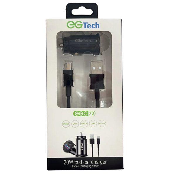 12 Wholesale Eg Tech 20w Dual UsB-A & UsC-C Car Charger With Usb Type C Cable image