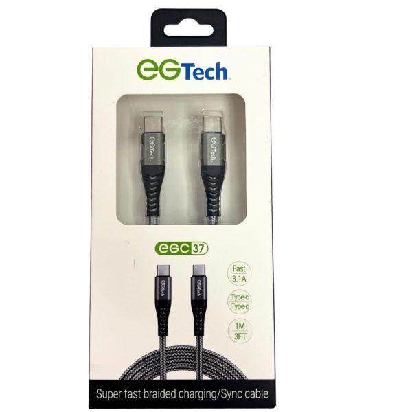 24 Wholesale Eg Tech 2.1a Super Fast Braided 3 Foot Usb Type C To C Cable image