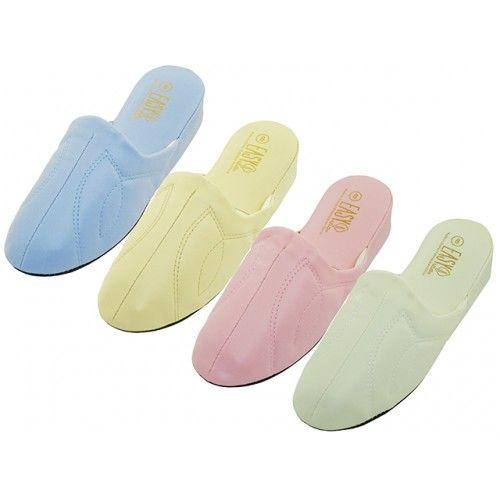 48 Wholesale Women's Close Toe Soft Vinyl Upper Mid Heel House Slippers Sizes 5-10 image