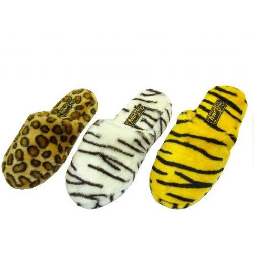 36 Wholesale Ladies Plush Animal Print Slippers image