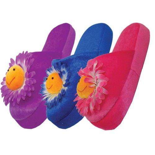 36 Wholesale Women's Daisy Plush Slippers image