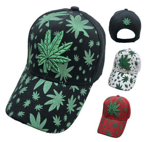 24 Wholesale Embroidered Large Leaf Screen Printed Marijuana Hat image