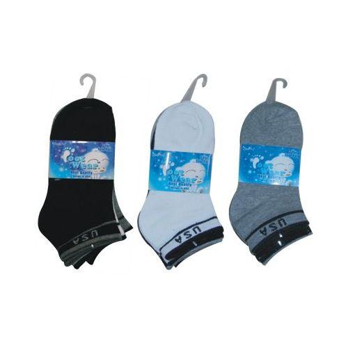 72 Wholesale 3 Pair Solid Ankle Sock For Kids Size 6-8 (usa Flag Print) image