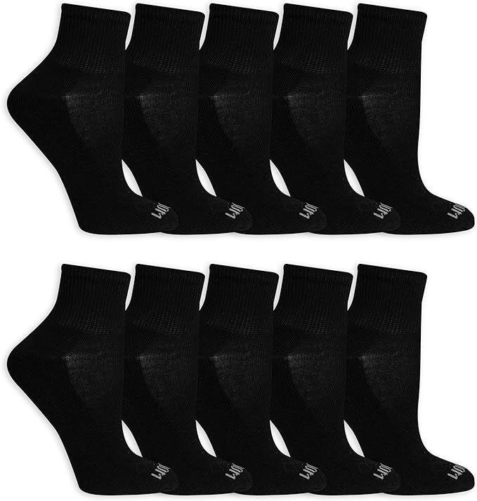 1800 Wholesale Fruit Of The Loom Women's Everyday Soft Cushioned Ankle Socks Black image