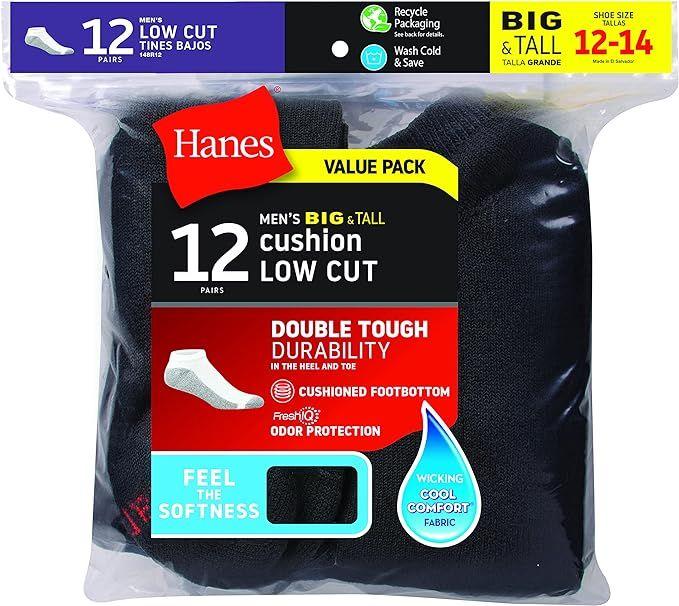 720 Wholesale Hanes King Size Mens Black Low Cut Ankle Sock Size 13-15 Shoe Size 12-14 image