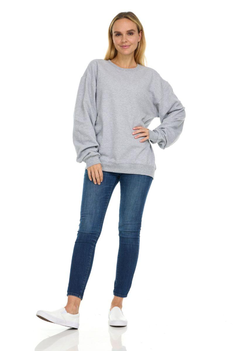 180 Wholesale Womens Over Sized Crew Neck Sweat Shirt Heather Gray M image