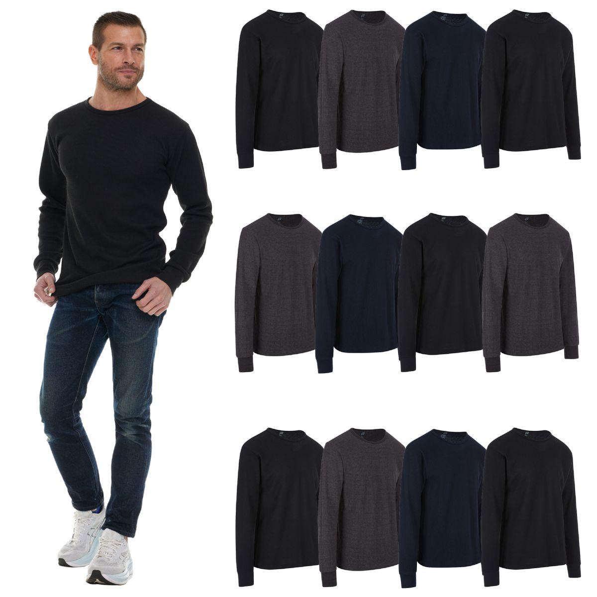 36 Wholesale Men's Thermal Long Sleeve Shirt In Assorted Colors Size L image