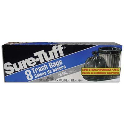 24 Wholesale Sure Tuff Trash Bag 26 Gl 8 Ct Black (stf 24 Ts 8) image