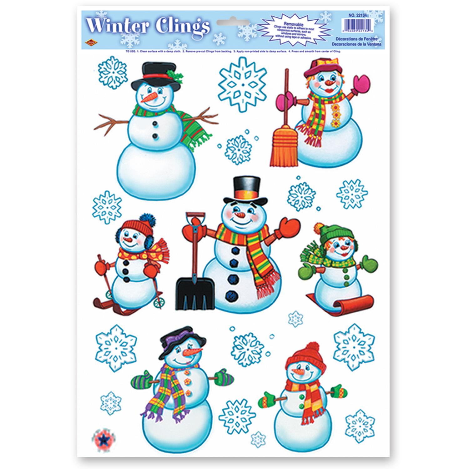12 Wholesale Snowmansnowflake Clings image