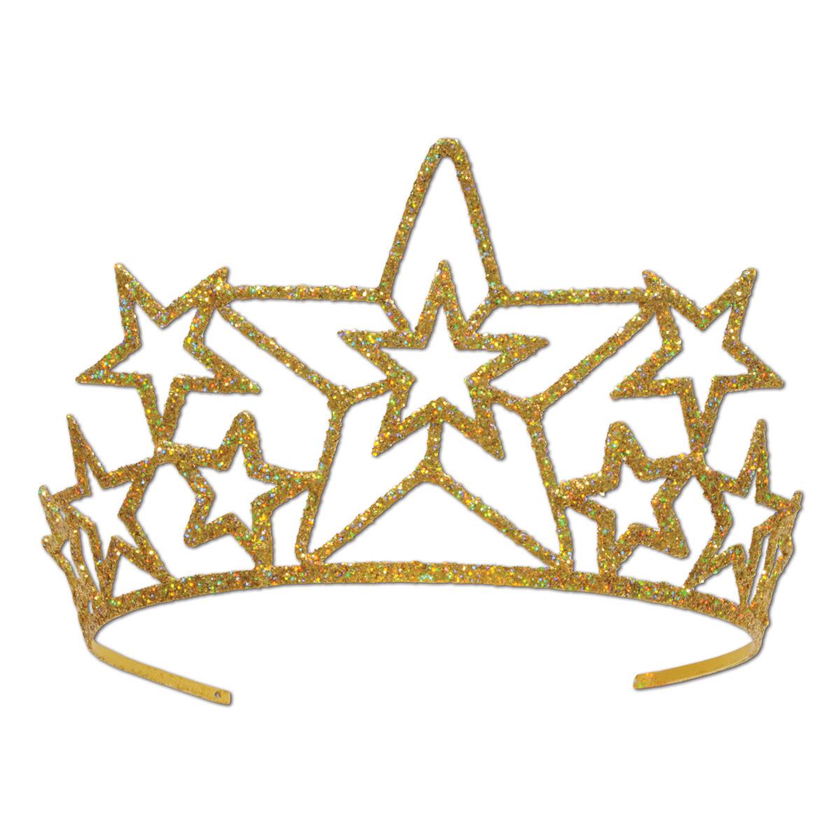 6 Wholesale Glittered Metal Star Tiara image