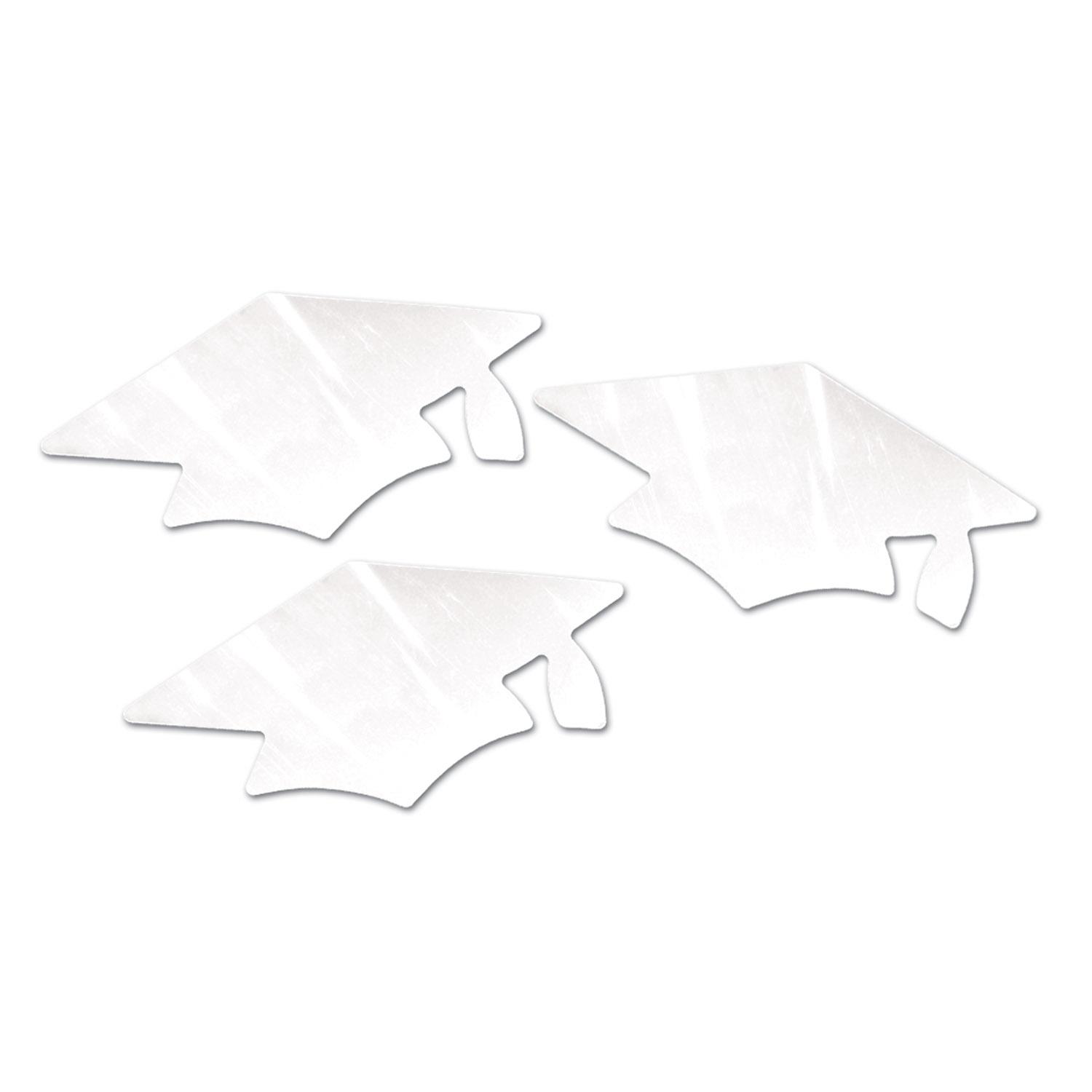 6 Wholesale White Metallic Grad Cap Cutouts image