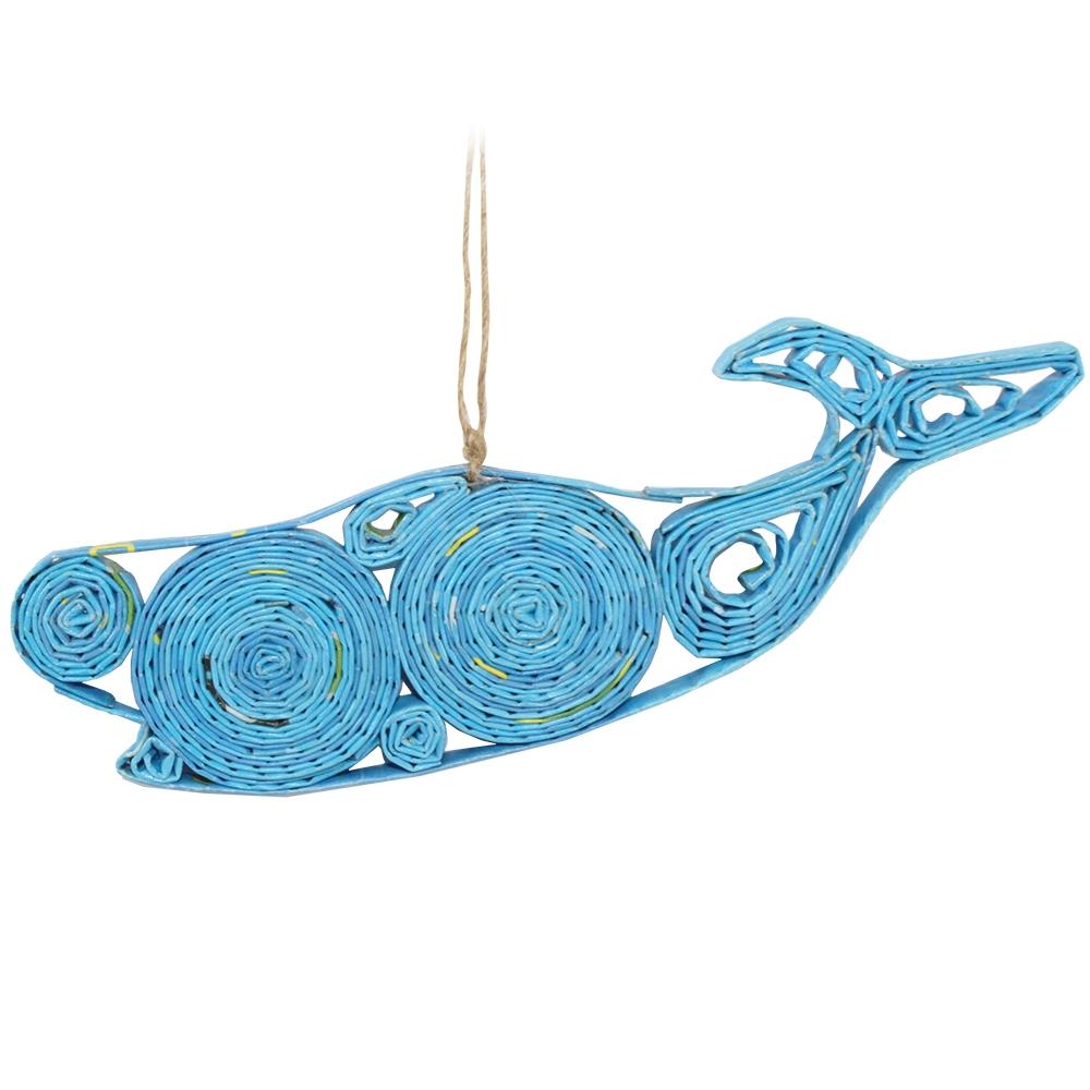 Recycled Magazine Whale Ornament 1Dz image