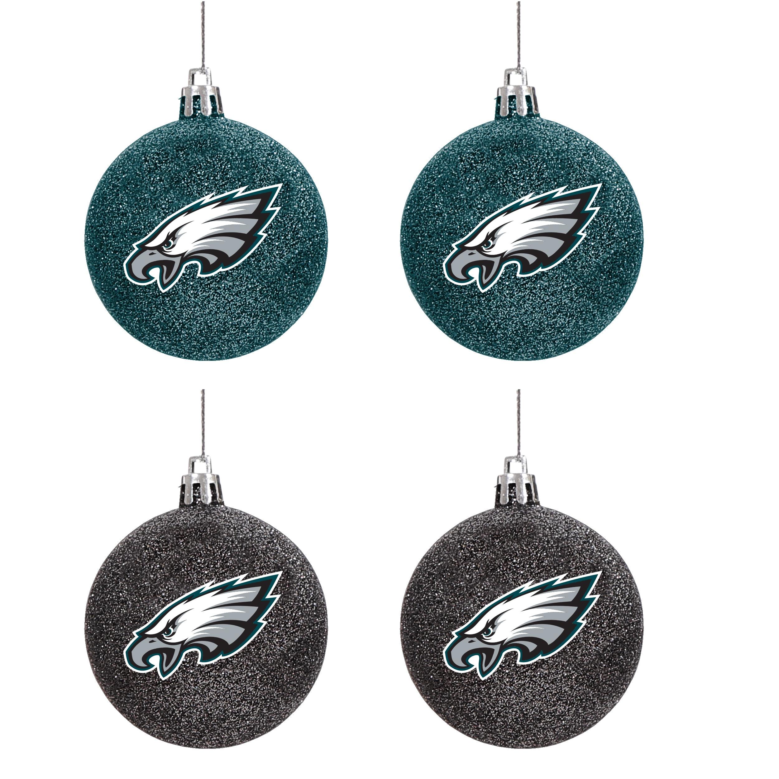 4 Pack Glitter Ball Ornament Set Philadelphia Eagles image