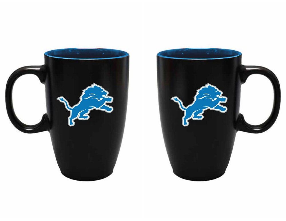 Detroit Lions 22oz Black Latte Mug with Inner Color image