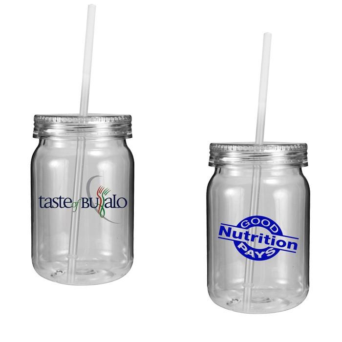DA74024 24 Oz. Plastic Mason Jar With Custom Imprint image