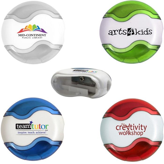 SA08040 Round Pencil Sharpener Eraser Combo With Custom Imprint image