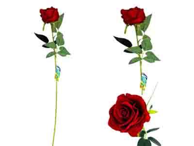 ROSE FLOWER 20"L 6 LAYER 2 LEAVES RED CLR ONLY image