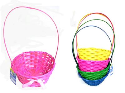 EASTER BASKET WOVEN W/ RIBBON 9"D X 15.5"H 4CLR image